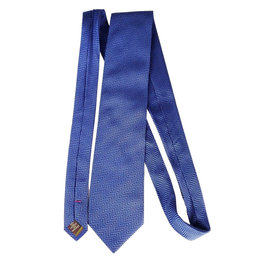 BCBG Attitude‎ Geometric Zigzag Necktie Blue Hand Sewn Business Formal Aesthetic